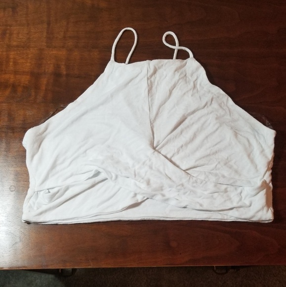 Charlotte Russe Tops - White wrap-front crop top
